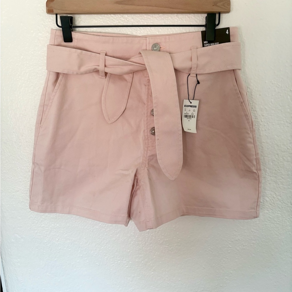NWT Express Women's Pink High Waist Shorts SZ 4